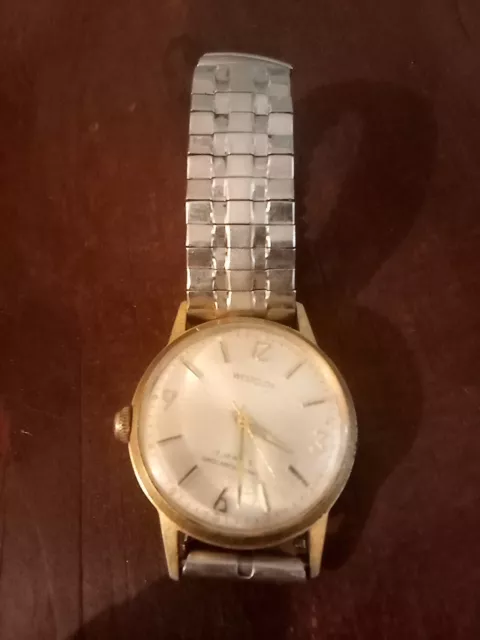 Vtg WESTCLOX 17 JEWELS AUTOMATIC SILVER/GOLD TONE MENS WATCH