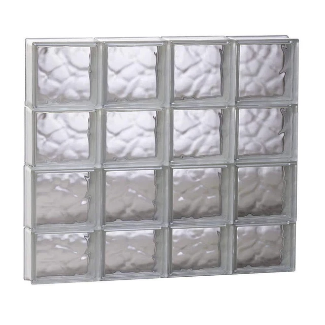 Clearly Secure Glass Block Window 31" x 29" Frameless Wave Pattern Non-Vented