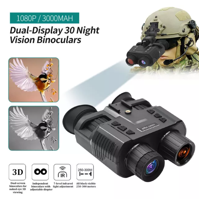 NV8000/NV8300 1080P 3D Night Vision Binoculars Goggles Head Mount Infrared  Scope