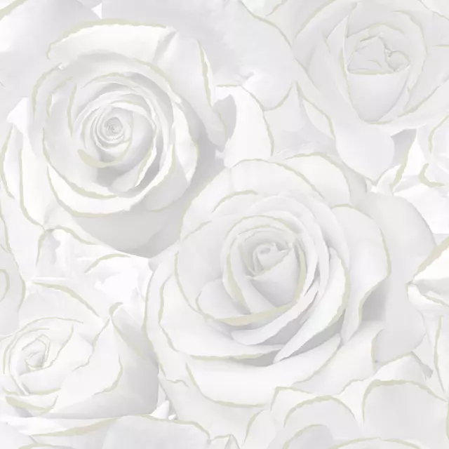 Muriva Madison Rose Paillette Papier Peint Élégant Floral Blanc et Or 139525