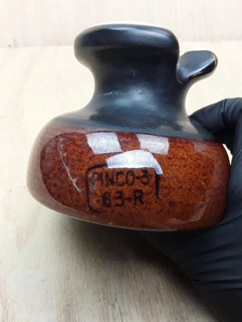 Vintage Brown Ceramic Porcelain PINCO Insulator PINCO-3 63-R 6