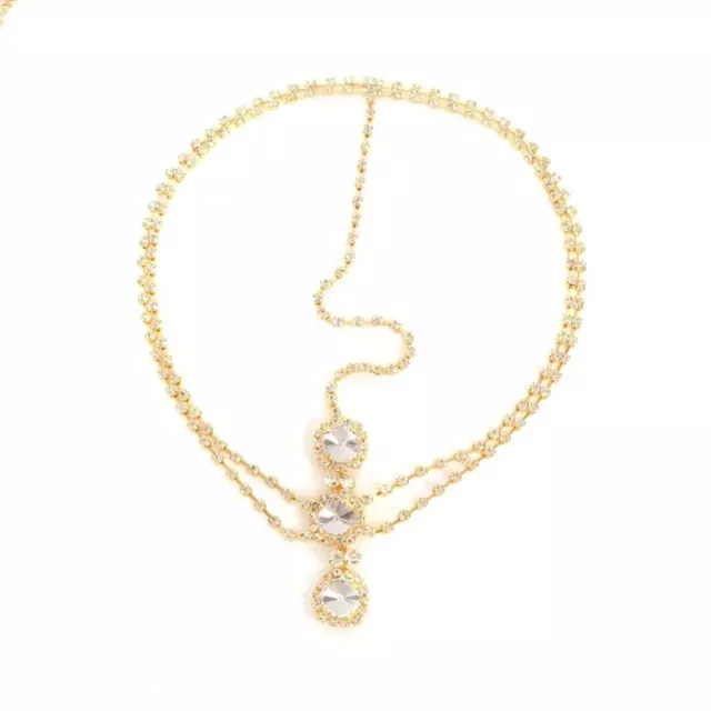 Layered Head Chain Rhinestone Hair Jewelry Gold Wedding Headpiece Forehead