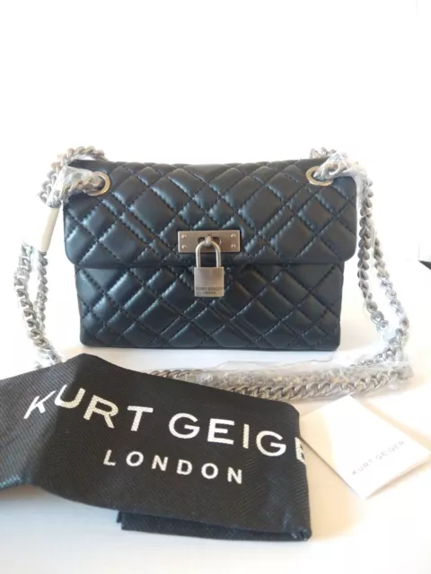 New Kurt Geiger London Leather Mini Brixton Lock Bag Black RRP £189