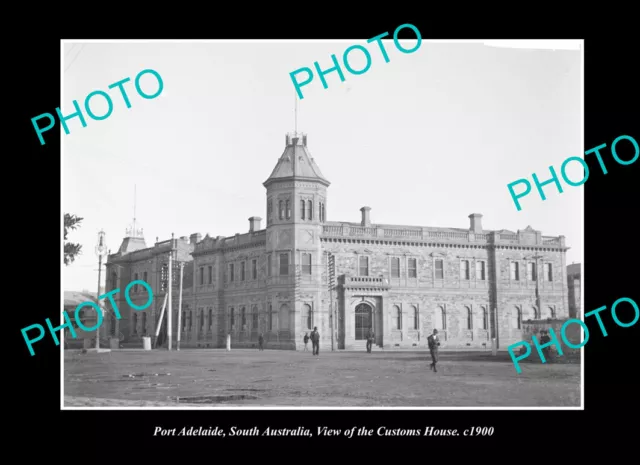 OLD LARGE HISTORIC PHOTO PORT ADELAIDE SA VIEW OF CUSTOMS HOUSE c1900