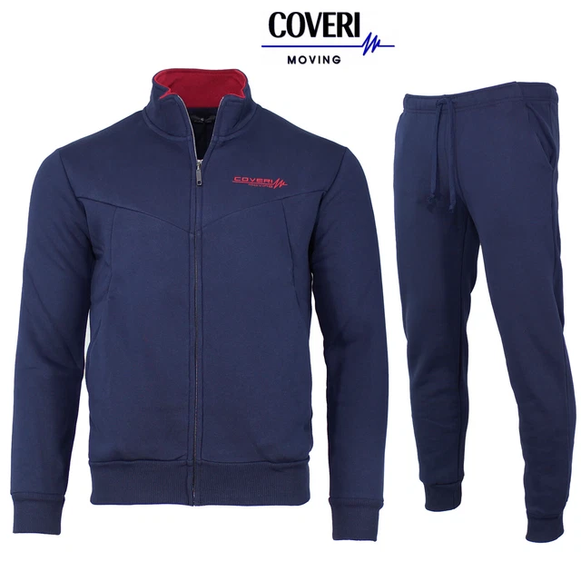 Tuta in felpa zip intera da uomo COVERI MOVING blu e nero M L XL XXL 3XL