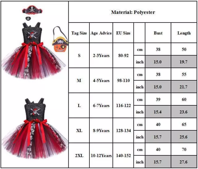 Abito stile pirata Halloween bambini ragazze costume cosplay abito festa abito elegante 2