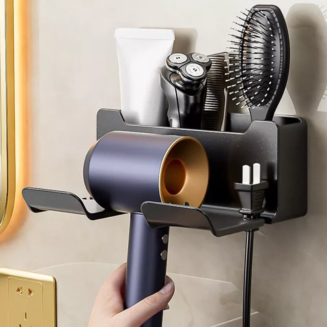 Wall Mounted Hair Dryer Holder For Bathroom Shelf dryer stand Bathroom Organi-wf