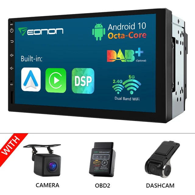 CAM+DVR+OBD+ Android 10 8-Core Carplay Double 2DIN 7" Car Stereo Radio GPS Audio