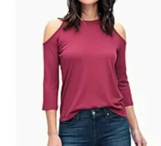 NWT Splendid cold shoulder jersey tee Size XS Burgundy Cotton blend