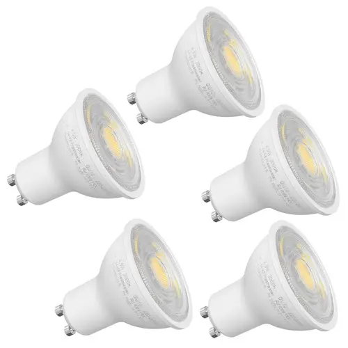 5 Pk x LED GU10 3.4W - 3000k Bulbs Warm White - 50W Halogen Spotlight Equivalent