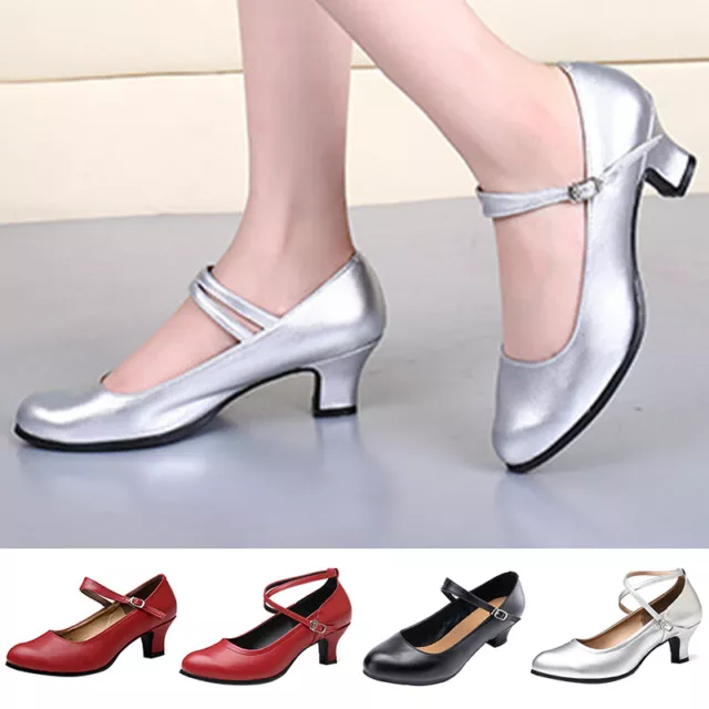 Womens ladies low kitten heel mary jane style work court shoes pumps size 2.5-8