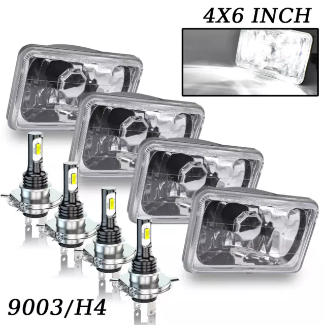 Fit Nissan 720 1983 1984 1985 1986 4pcs 4x6 inch DOT LED Headlights Hi-Lo Beam