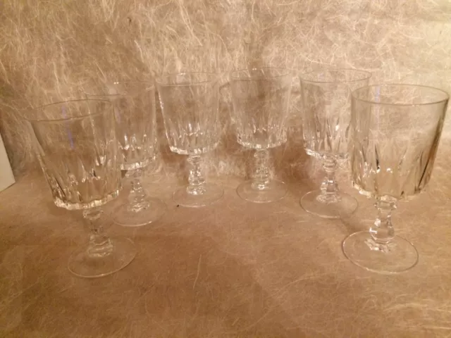 6 VERRES à Vin rouge LOUVRE Cristal d' Arques