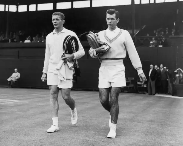Tony Trabert And Mervyn Rose At Wimbledon 1954 Old Photo