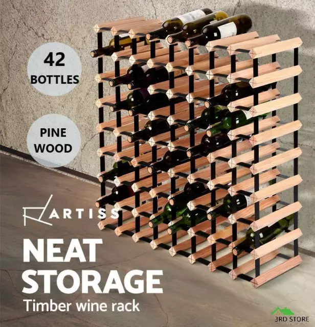 Artiss 42 Bottle Timber Wine Rack Wooden Storage System Cellar Organiser Stand