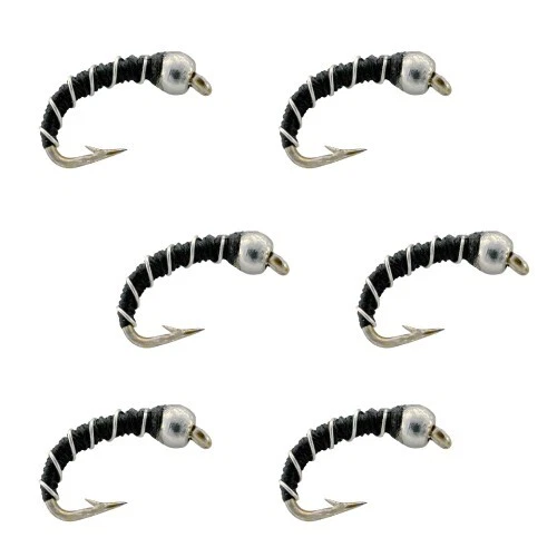 ZEBRA MIDGE Bead Head Nymph - Fly Fishing Trout Flies - Black, Hook Size #18