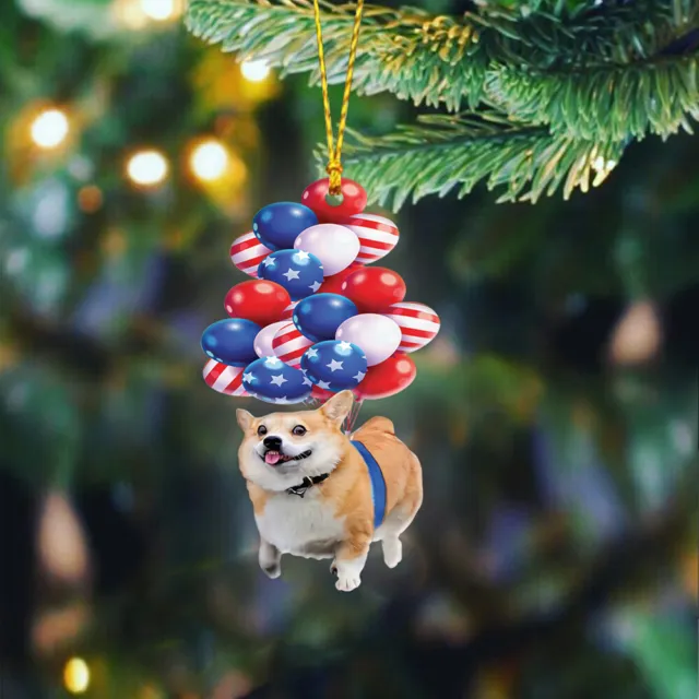 Corgi dog  fly with bubbles hanging ornament decor, Dog lover gift