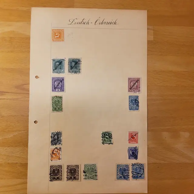 Konvolut Briefmarken Deutsch Österreich alte Sammlung 9 Seiten m. Falz ab 1895