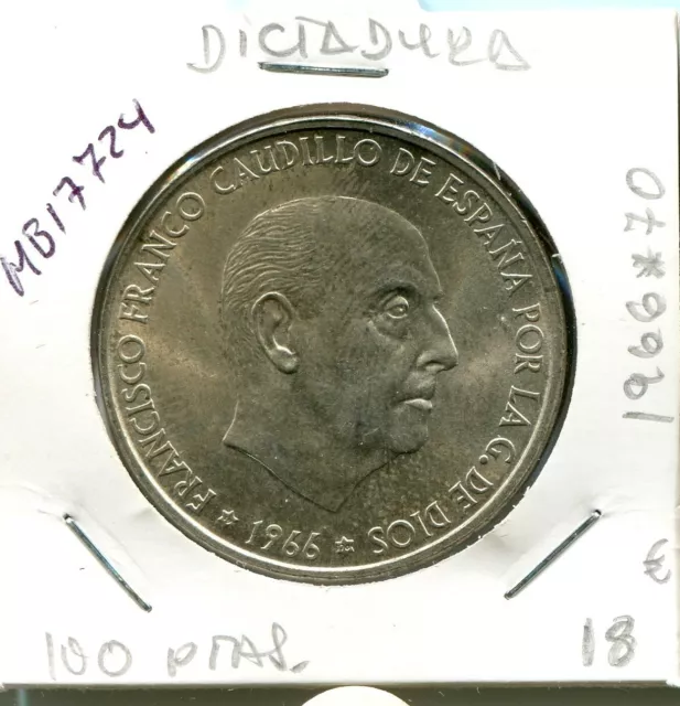 100 Pesetas  Año 1966 *70  Dictadura   ( Mb17724 )