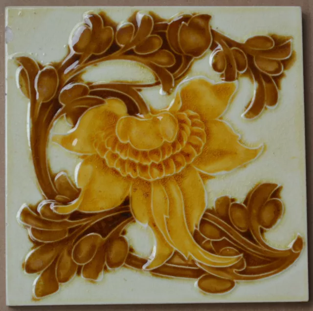 Antique Pilkington's England - Art Nouveau Majolica Tile C1900