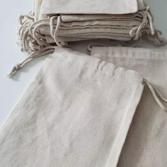 Canvas Cotton Double Drawstring Thick Reusable High Quality Storage Muslin Bags