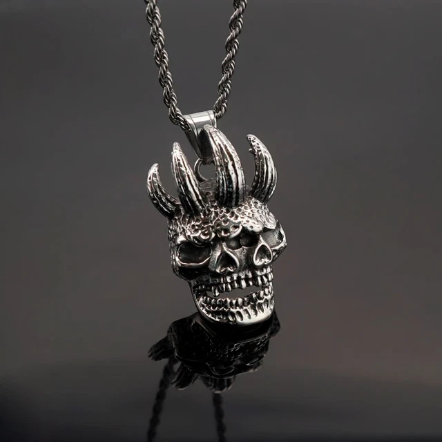 Collier Gothique Vintage Avec Pendentif Croix De Crâne, Chaîne De Style Punk, Bijoux Pour Hommes