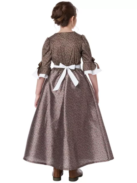 American Colonial Dress Pioneer Pilgrim Victorian Olden Day Girls Costume 3