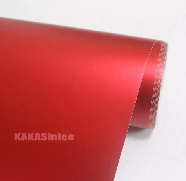 Red Satin Matte Metal Chrome Vinyl Wrap Sticker Decal Tape Car House Decors CB 3