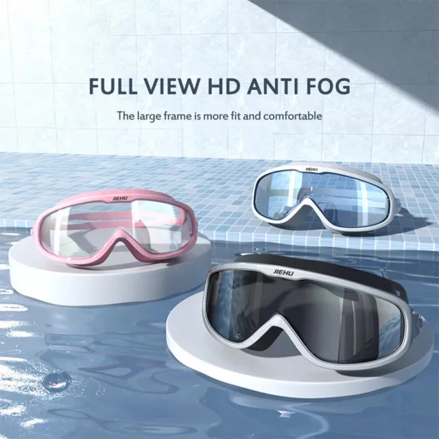 Anti Fog Swimming Goggles Adults Waterproof Large Frame Swim Diving Eyewear UK 2