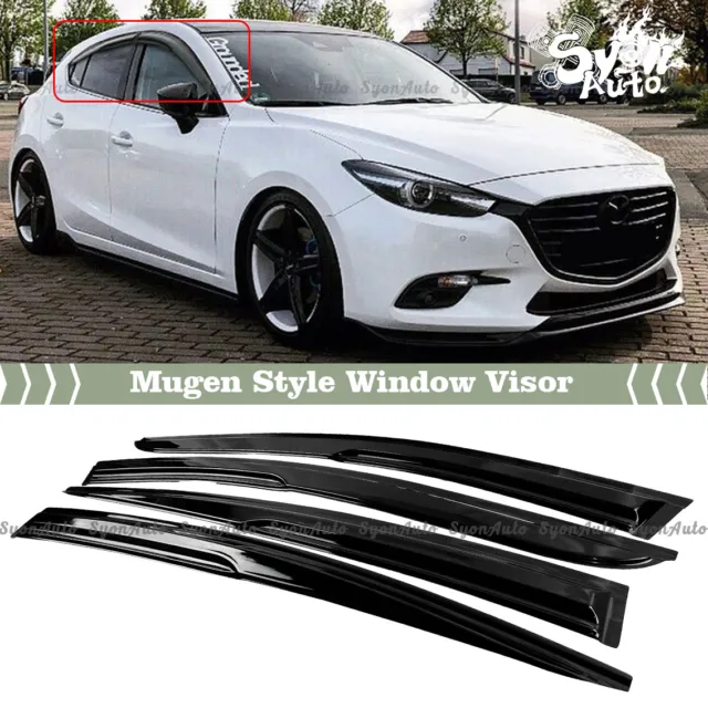 Fits 2014-2018 Mazda 3 Jdm 3D Wavy Mugen Style Window Visor Rain Guard Defecltor