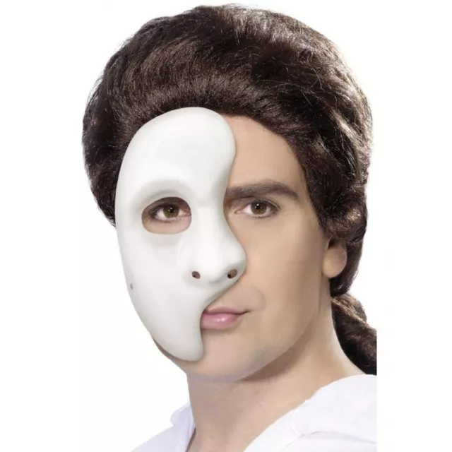 Phantom Of The Opera White Half Mask Adult Masquerade Party Mardi Gras Costume
