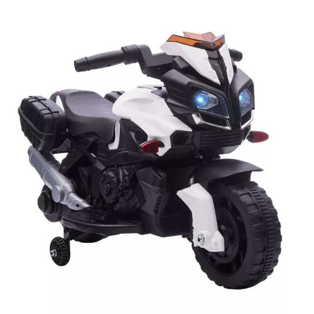 HOMCOM Moto Elettrica per Bambini 6V con Fari e Clacson Bianco