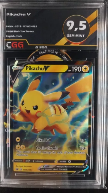 Pikachu V CGG 9,5 Gem Mint ENGLISH SWSH Black Star Promos SWSH063 22120026