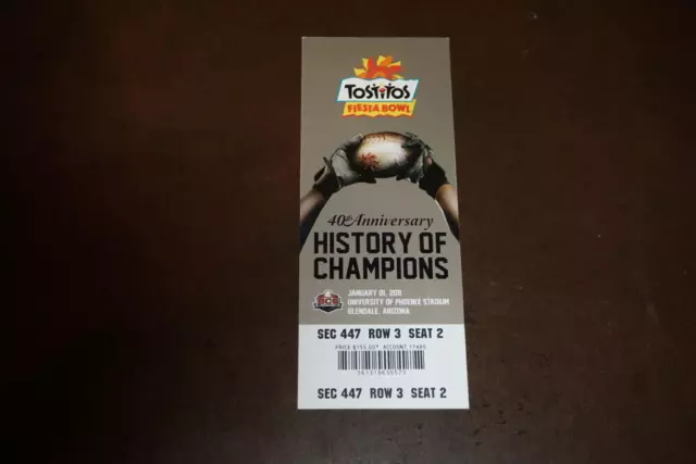 2011 FIESTA BOWL FULL TICKET OKLAHOMA vs UCONN CONNECTICUT NR MINT