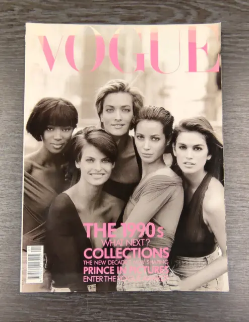 VOGUE Magazin: Januar 1990, Cindy Crawford, Naomi Campbell, Christy Turlington