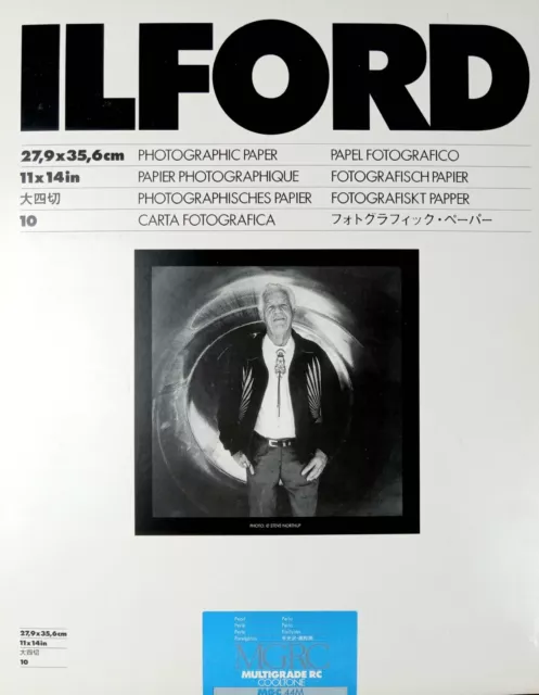 Ilford Multigrade RC Cooltone B/W Unopened Photo Paper, 11x14" 10 Sheets, Pearl.