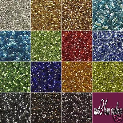 ca.12500 Rocailles 2-2,2mm Perlen Transparent Silbereinzug 15 Farben 150g Set