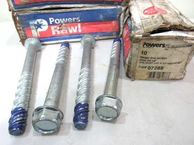 10 pcs POWERS RAWL 3/4" x 8" WEDGE BOLT CONCRETE SCREW ANCHOR ZINC PLATED TAPCON