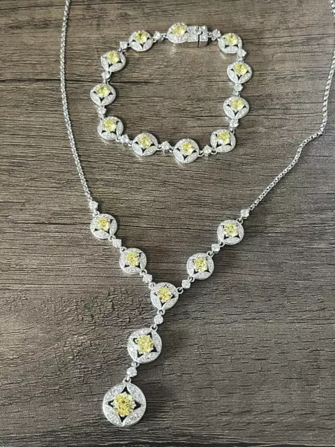Nadri Cubic Zirconia Crystal Necklace & Matching Bracelet Set