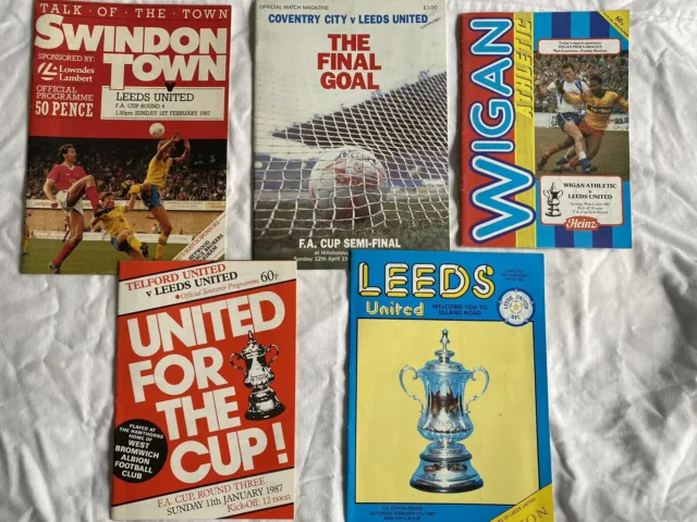 Leeds United 1987 FA Cup Semi Final Bundle-5 Programmes