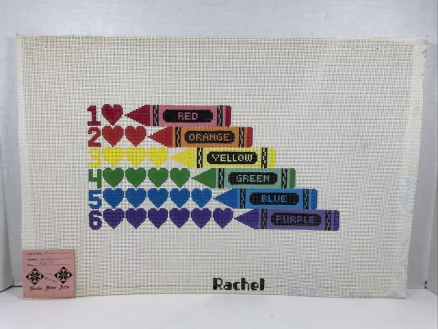Coloridos lápices pintados a mano lona con aguja diseño de 13 unidades por Rachel