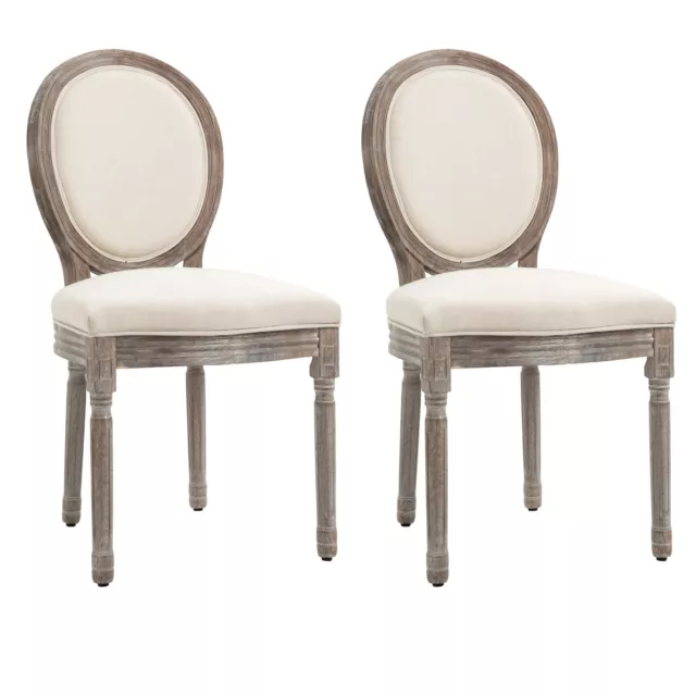 HOMCOM 2er Set elegante Esszimmerstühle im französischen Stil mit Holzgestell Schaumstoffsitz cremefarben