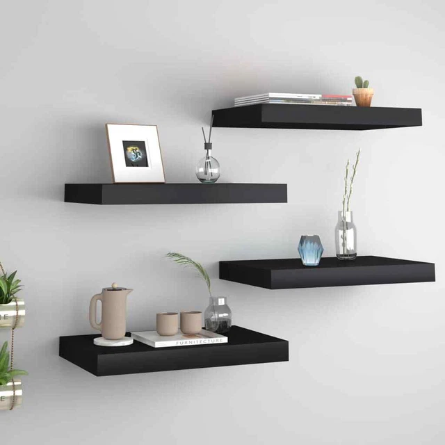Vidaxl Scaffali a Parete 4 pz Neri 40x23x3,8 cm in MDF