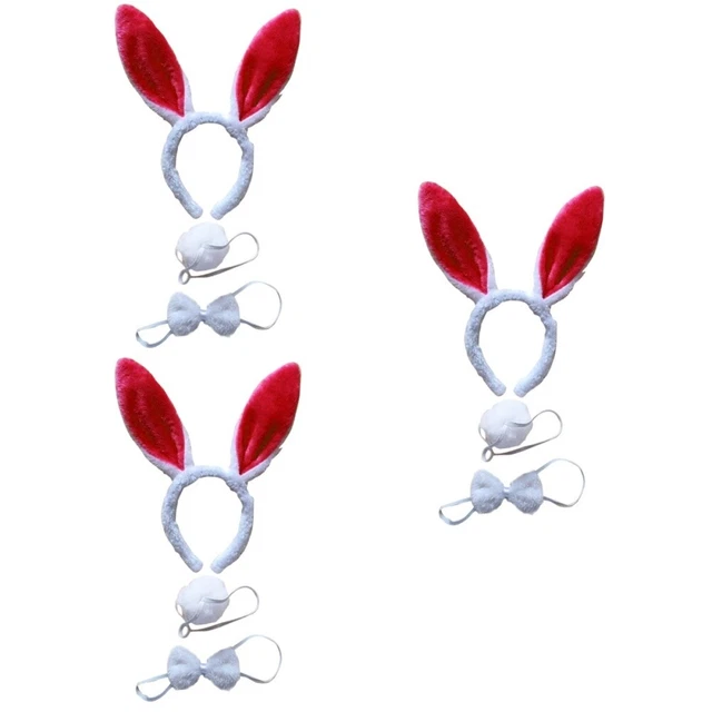 9 pz Costume Coniglio Orecchino Fascia con Fiocco Cravatta Tre Pezzi