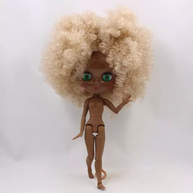 Neo Blythe Doll BJD from Factory Afro Style Hair Shiny Face Super Black Skin Toy