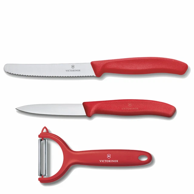Victorinox Küchenset 3tlg. Tomatenmesser Gemüsemesser Y Schäler  -- rot --