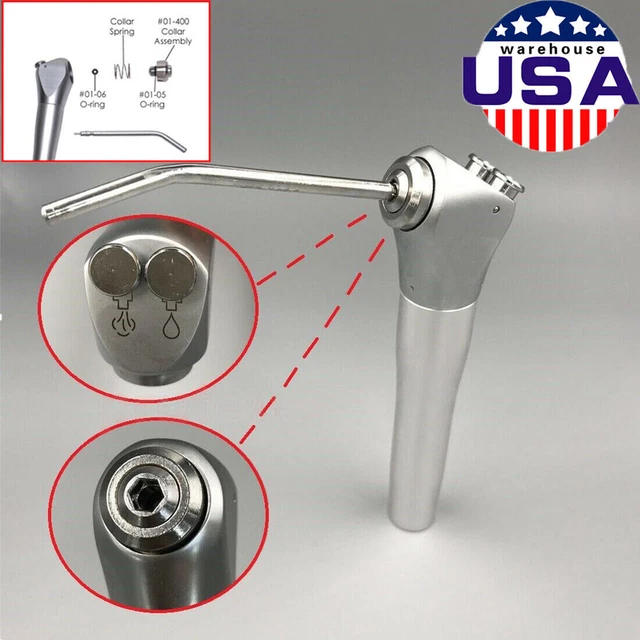 Dental Autoclave Air Water Spray Triple 3-way Syringe Handpiece +2 Tubes Nozzles