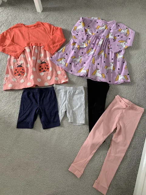 Girls clothes bundle dress leggings shorts next matalan asda 5-6 years unicorn