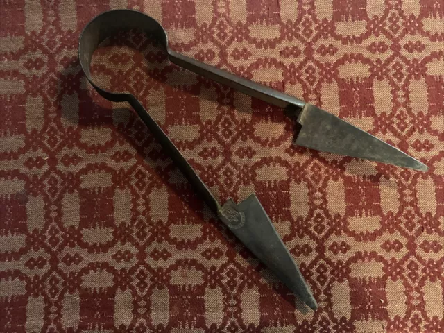 18th Century Extra Lg Sz Hand Forged Iron Wool Shears/ Snips W Great Touch Mark