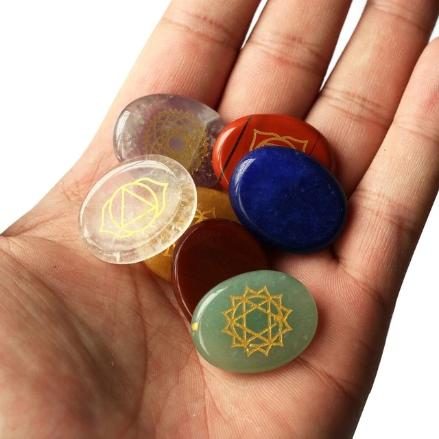 7PCS Chakra Stones Crystal Reiki Healing Energy Palm Natural Gemstone Quartz